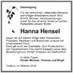 Danksagung Hanna Hensel
