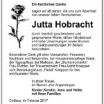 Danksagung Jutta Hobracht