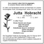 Traueranzeige Jutta Hobracht, geb. Duschka