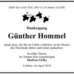 Danksagung Günther Hommel