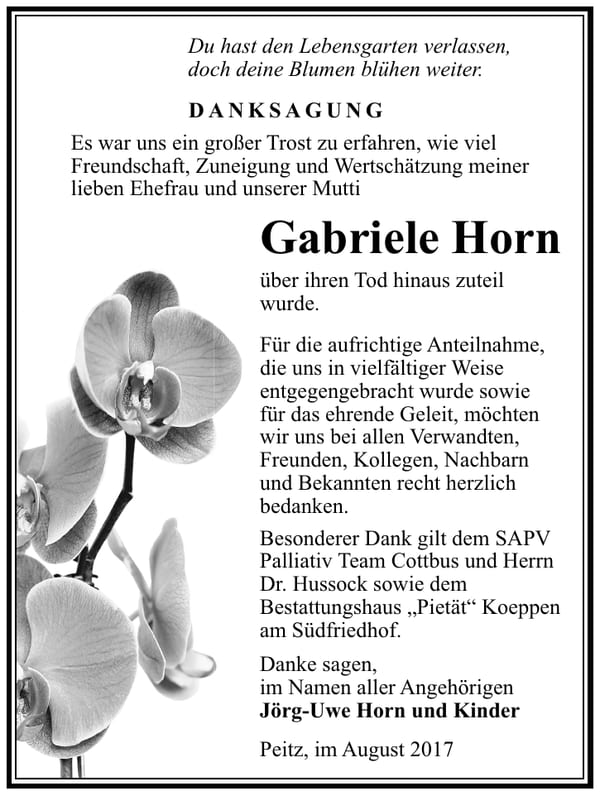Danksagung Gabriele Horn