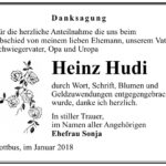 Danksagung Heinz Hudi