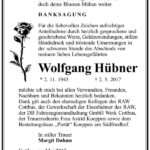 Danksagung Wolfgang Hübner