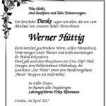 Danksagung Werner Hüttig
