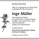 Danksagung Inge Müller