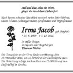 Traueranzeige Irma Jacob, geb. Bergholz
