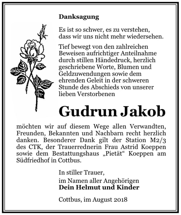 Danksagung Gudrun Jakob