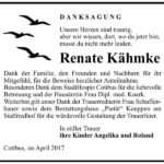Danksagung Renate Kähmke