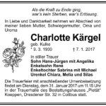 Traueranzeige Charlotte Kärgel, geb. Kulke