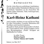 Danksagung Karl-Heinz Kathani