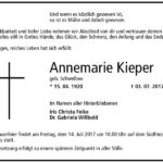 Traueranzeige Annemarie Kieper, geb. Schwellow