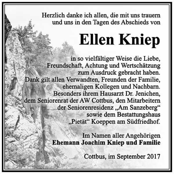 Danksagung Ellen Kniep