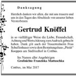 Danksagung Gertrud Knöffel