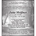 Traueranzeige Jutta Meißner, geb. Schultka