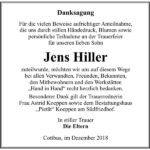 Danksagung Jens Hiller
