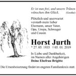 Traueranzeige Horst Jurth