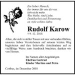 Traueranzeige Rudolf Karow