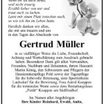Danksagung Gertrud Müller