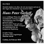 Danksagung Hans Peter Gerloff
