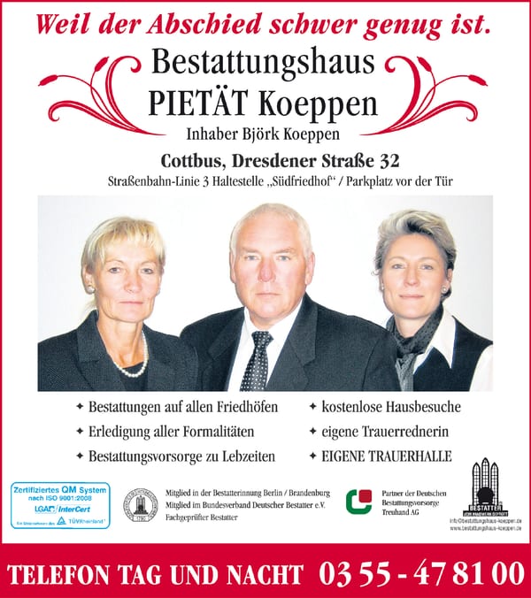 Traueranzeige PIETAT Koeppen