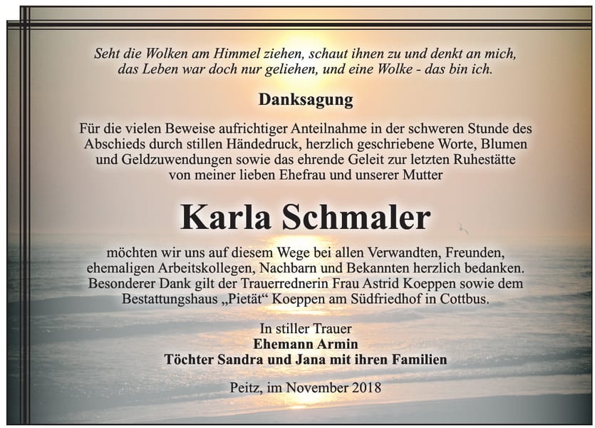 Danksagung Karla Schmaler