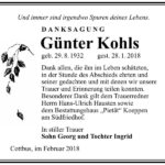 Danksagung Günter Kohls