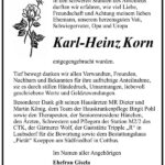 Danksagung Karl-Heinz Korn