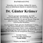 Danksagung Dr. Günter Krämer