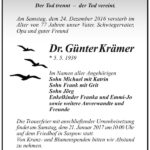 Traueranzeige Dr. Günter Krämer