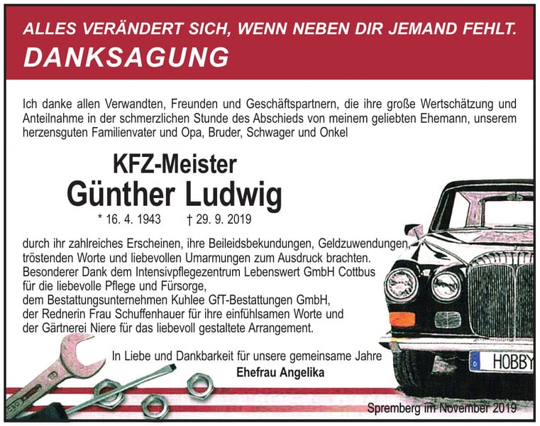 Danksagung Günther Ludwig