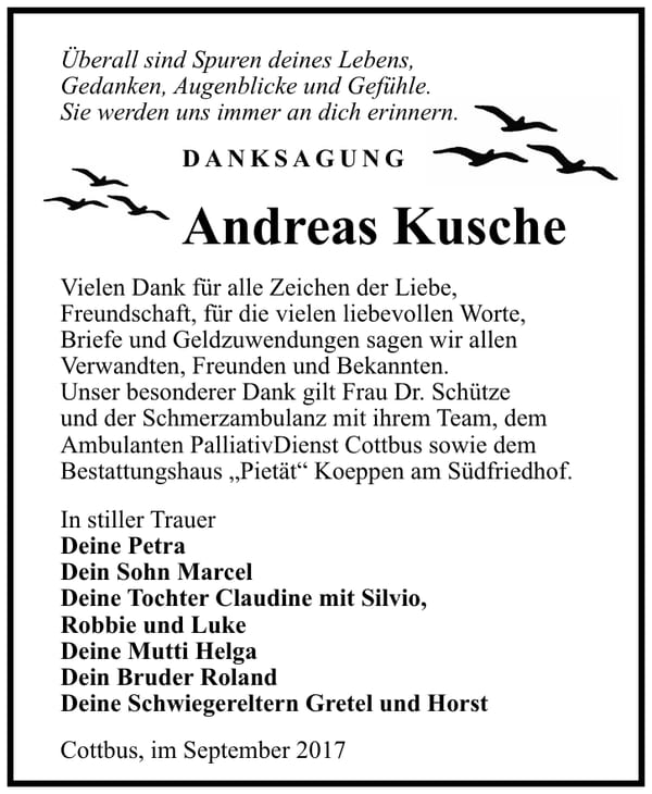Danksagung Andreas Kusche