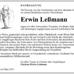 Danksagung Erwin Leßmann