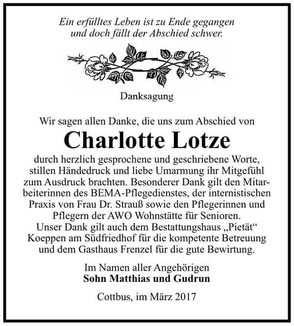 Danksagung Charlotte Lotze