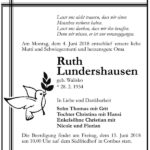 Traueranzeige Ruth Lundershausen, geb. Walisko