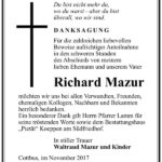 Danksagung Richard Mazur