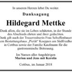 Danksagung Hildegard Mettke