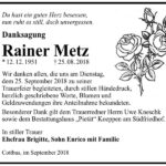 Danksagung Rainer Metz