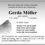 Traueranzeige Gerda Möller, geb. Liebich