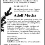 Danksagung Adolf Mucha