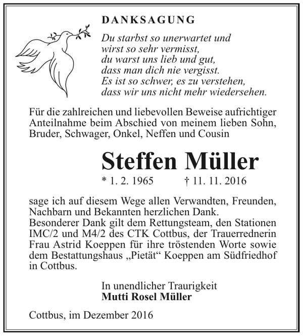 Danksagung Steffen Müller