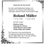 Danksagung Roland Müller
