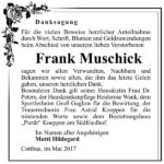 Danksagung Frank Muschick