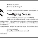Danksagung Wolfgang Nensa