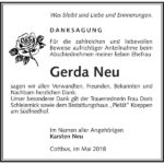 Danksagung Gerda Neu