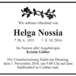 Traueranzeige Helga Nossia
