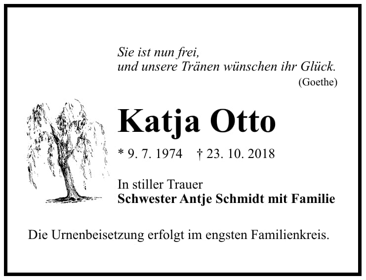 Traueranzeige Katja Otto