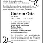 Traueranzeige Gudrun Otto, geb. Rakel