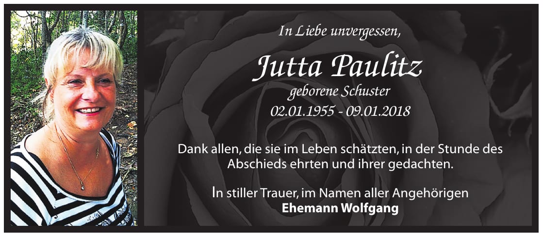 Danksagung Jutta Paulitz