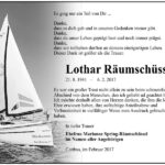 Danksagung Lothar Räumschüssel