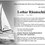 Traueranzeige Lothar Räumschüssel